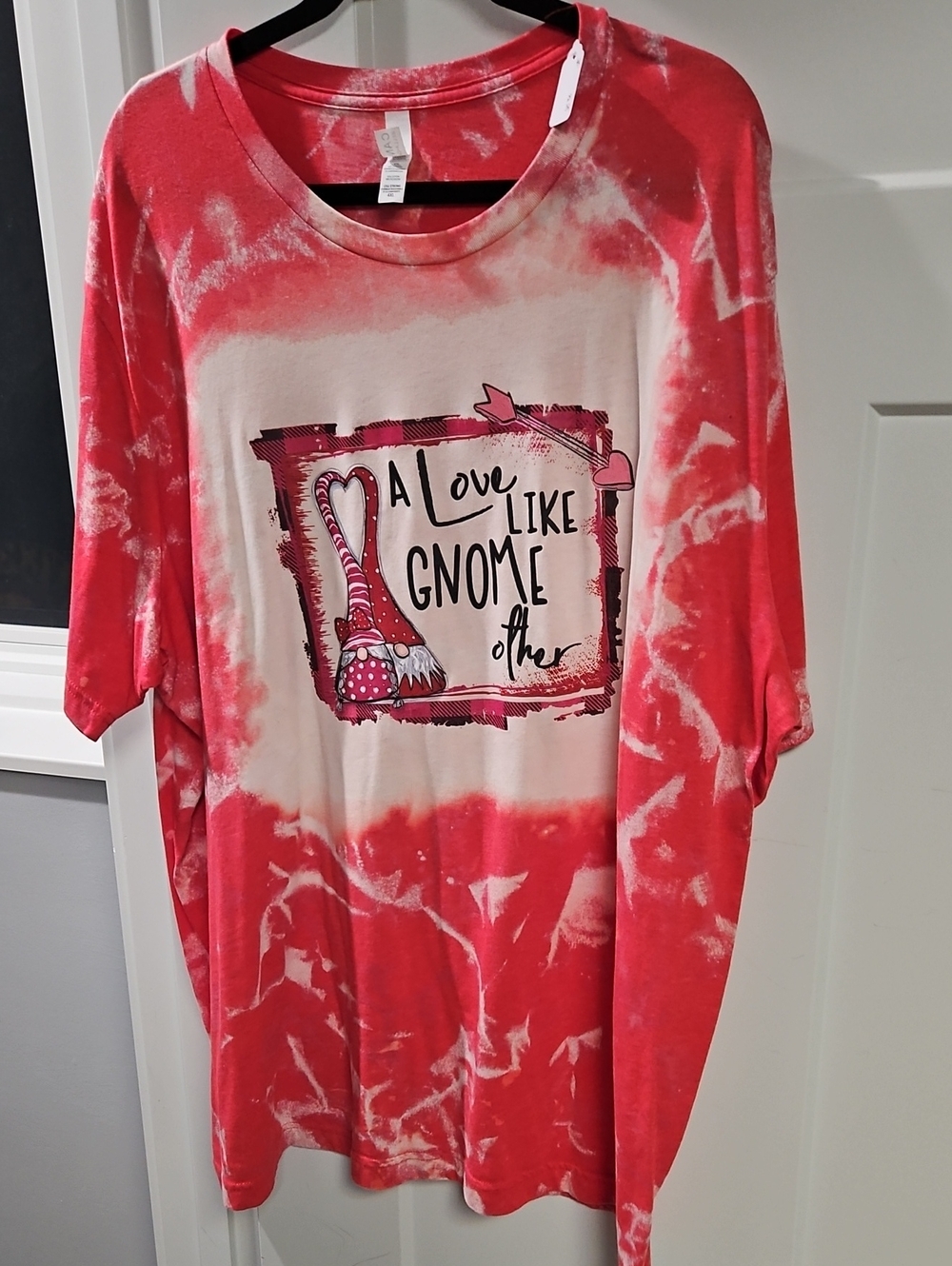 Bella Canvas Red and White Tie-Dye Gnome Graphic Short Sleeve Tee